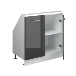 Dachschrägenschrank Rion Anthrazit Hochglanz/Weiß mit 2 Türen Vicco