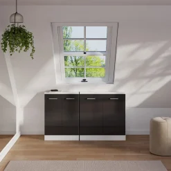 Dachschrägenschrank Rion Anthrazit Hochglanz/Weiß mit 2 Türen Vicco