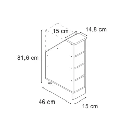 Dachschrägenschrank Rion Anthrazit 15 x 81.6 cm mit 4 Fächern Vicco
