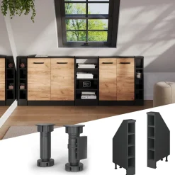 Dachschrägenschrank Rion Anthrazit 15 x 81.6 cm mit 4 Fächern Vicco