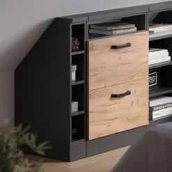 Dachschrägenschrank Rion Anthrazit 15 x 81.6 cm mit 4 Fächern Vicco