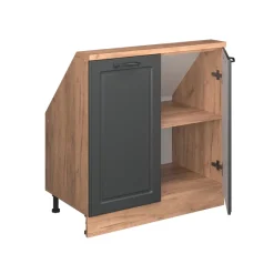 Dachschrägenschrank Rion Anthrazit Landhaus/Goldkraft Eiche mit 2 Türen Vicco