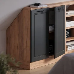 Dachschrägenschrank Rion Anthrazit Landhaus/Goldkraft Eiche mit 2 Türen Vicco