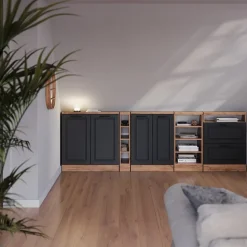 Dachschrägenschrank Rion Anthrazit Landhaus/Goldkraft Eiche mit 2 Türen Vicco