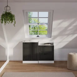 Dachschrägenschrank Rion Anthrazit Landhaus/Weiß mit 2 Schubladen Vicco