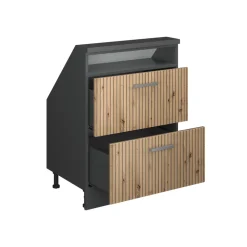 Dachschrägenschrank Rion Artisan Eiche/Anthrazit mit 2 Schubladen Vicco