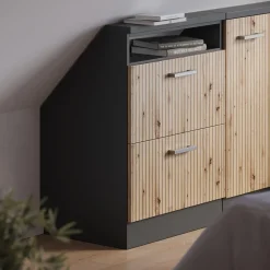 Dachschrägenschrank Rion Artisan Eiche/Anthrazit mit 2 Schubladen Vicco