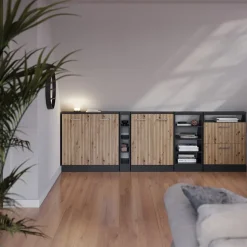 Dachschrägenschrank Rion Artisan Eiche/Anthrazit mit 2 Schubladen Vicco