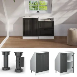 Dachschrägenschrank Rion Anthrazit Landhaus/Weiß mit 2 Türen Vicco