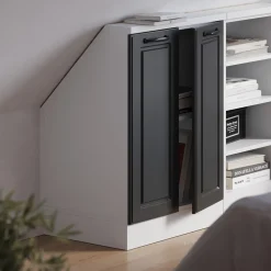 Dachschrägenschrank Rion Anthrazit Landhaus/Weiß mit 2 Türen Vicco