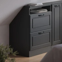 Dachschrägenschrank Rion Anthrazit Landhaus/Anthrazit mit 2 Schubladen Vicco