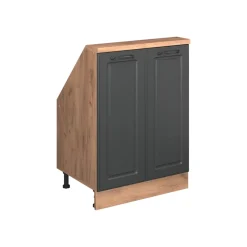 Dachschrägenschrank Rion Anthrazit Landhaus/Goldkraft Eiche mit 2 Türen Vicco