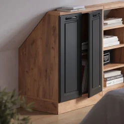 Dachschrägenschrank Rion Anthrazit Landhaus/Goldkraft Eiche mit 2 Türen Vicco