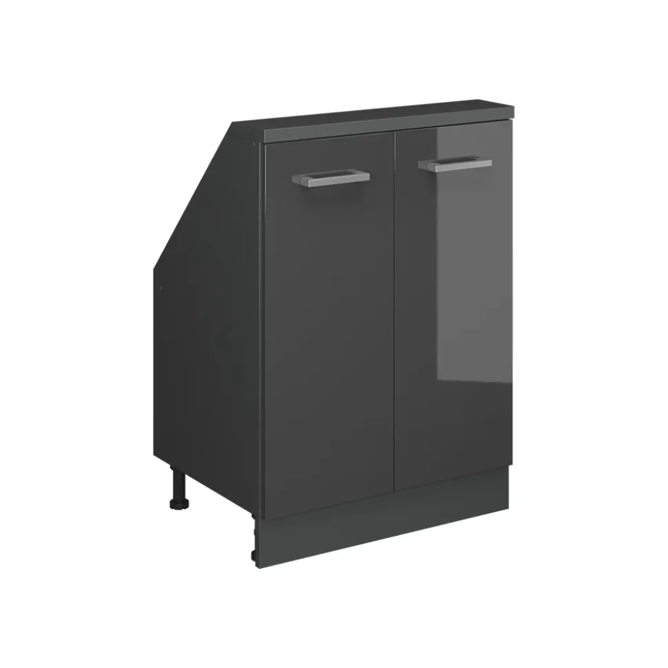 Dachschrägenschrank Rion Anthrazit Hochglanz/Anthrazit mit 2 Türen Vicco