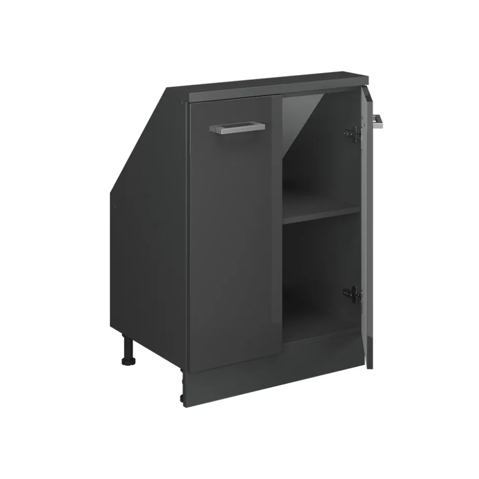 Dachschrägenschrank Rion Anthrazit Hochglanz/Anthrazit mit 2 Türen Vicco