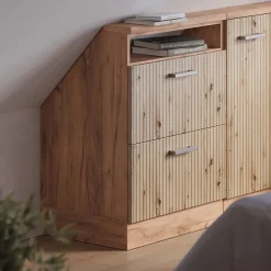 Dachschrägenschrank Rion Artisan-Eiche/Goldkraft Eiche mit 2 Schubladen Vicco