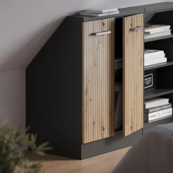 Dachschrägenschrank Rion Artisan Eiche/Anthrazit mit 2 Türen Vicco