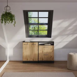 Dachschrägenschrank Rion Artisan Eiche/Anthrazit mit 2 Türen Vicco