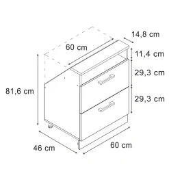 Dachschrägenschrank Rion Artisan Eiche/Weiß mit 2 Schubladen Vicco