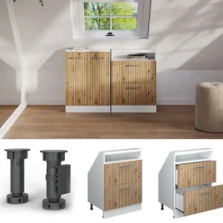 Dachschrägenschrank Rion Artisan Eiche/Weiß mit 2 Schubladen Vicco