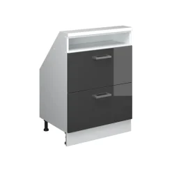 Dachschrägenschrank Rion Anthrazit Hochglanz/Weiß mit 2 Schubladen Vicco