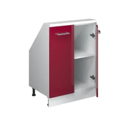 Dachschrägenschrank Rion Bordeaux Hochglanz/Weiß mit 2 Türen Vicco