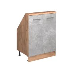 Dachschrägenschrank Rion Beton/Goldkraft Eiche mit 2 Türen Vicco