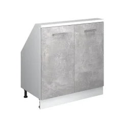 Dachschrägenschrank Rion Beton/Weiß mit 2 Türen Vicco