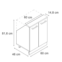 Dachschrägenschrank Rion Beton/Weiß mit 2 Türen Vicco
