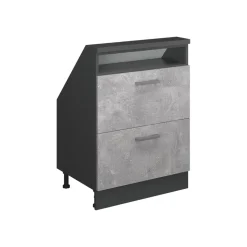 Dachschrägenschrank Rion Beton/Anthrazit mit 2 Schubladen Vicco