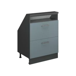 Dachschrägenschrank Rion Blau-Grau/Anthrazit mit 2 Schubladen Vicco