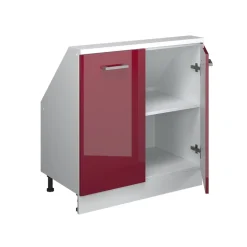 Dachschrägenschrank Rion Bordeaux Hochglanz/Weiß mit 2 Türen Vicco