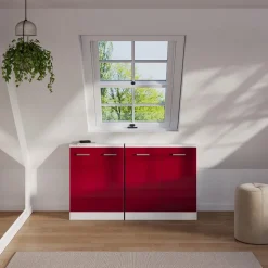 Dachschrägenschrank Rion Bordeaux Hochglanz/Weiß mit 2 Türen Vicco