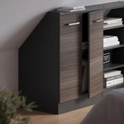 Dachschrägenschrank Rion Edelgrau/Anthrazit mit 2 Türen Vicco