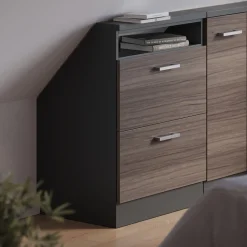 Dachschrägenschrank Rion Edelgrau/Anthrazit mit 2 Schubladen Vicco