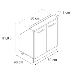 Dachschrägenschrank Rion Edelgrau/Weiß mit 2 Türen Vicco