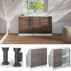 Dachschrägenschrank Rion Edelgrau/Weiß mit 2 Türen Vicco