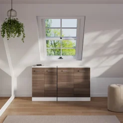 Dachschrägenschrank Rion Edelgrau/Weiß mit 2 Türen Vicco