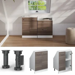 Dachschrägenschrank Rion Edelgrau/Weiß mit 2 Türen Vicco