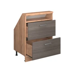 Dachschrägenschrank Rion Edelgrau/Goldkraft Eiche mit 2 Schubladen Vicco