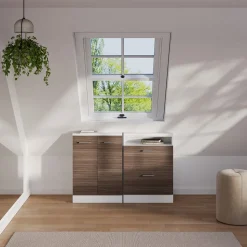 Dachschrägenschrank Rion Edelgrau/Weiß mit 2 Schubladen Vicco