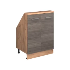 Dachschrägenschrank Rion Edelgrau/Goldkraft Eiche mit 2 Türen Vicco