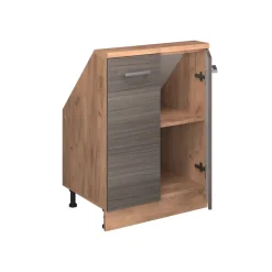 Dachschrägenschrank Rion Edelgrau/Goldkraft Eiche mit 2 Türen Vicco