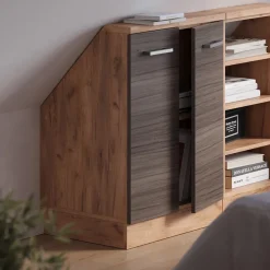 Dachschrägenschrank Rion Edelgrau/Goldkraft Eiche mit 2 Türen Vicco