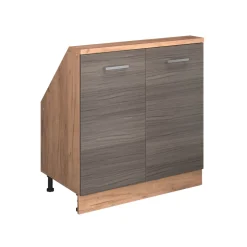 Dachschrägenschrank Rion Edelgrau/Goldkraft Eiche mit 2 Türen Vicco