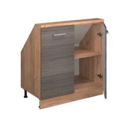 Dachschrägenschrank Rion Edelgrau/Goldkraft Eiche mit 2 Türen Vicco