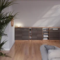 Dachschrägenschrank Rion Edelgrau/Goldkraft Eiche mit 2 Türen Vicco