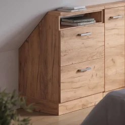 Dachschrägenschrank Rion Goldkraft Eiche mit 2 Schubladen Vicco