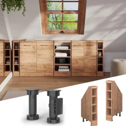 Dachschrägenschrank Rion Goldkraft Eiche 15 x 81.6 cm mit 4 Fächern Vicco