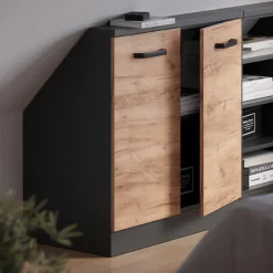 Dachschrägenschrank Rion Goldkraft Eiche/Anthrazit mit 2 Türen Vicco